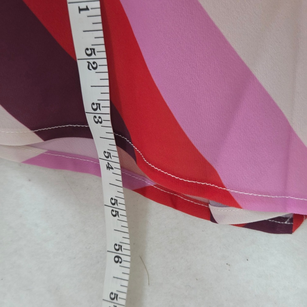 ELOQUII Twist Bodice Stripe Midi Dress Women 18 Pink Red Long Sleeve V-Neck New - Picture 11 of 13
